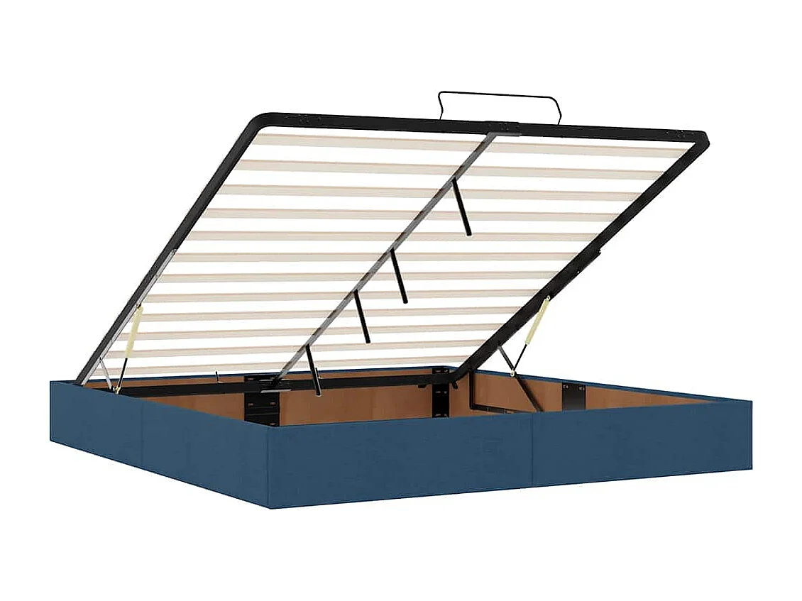 Estrutura de cama otomana com colchões 200x200cm tecido azul