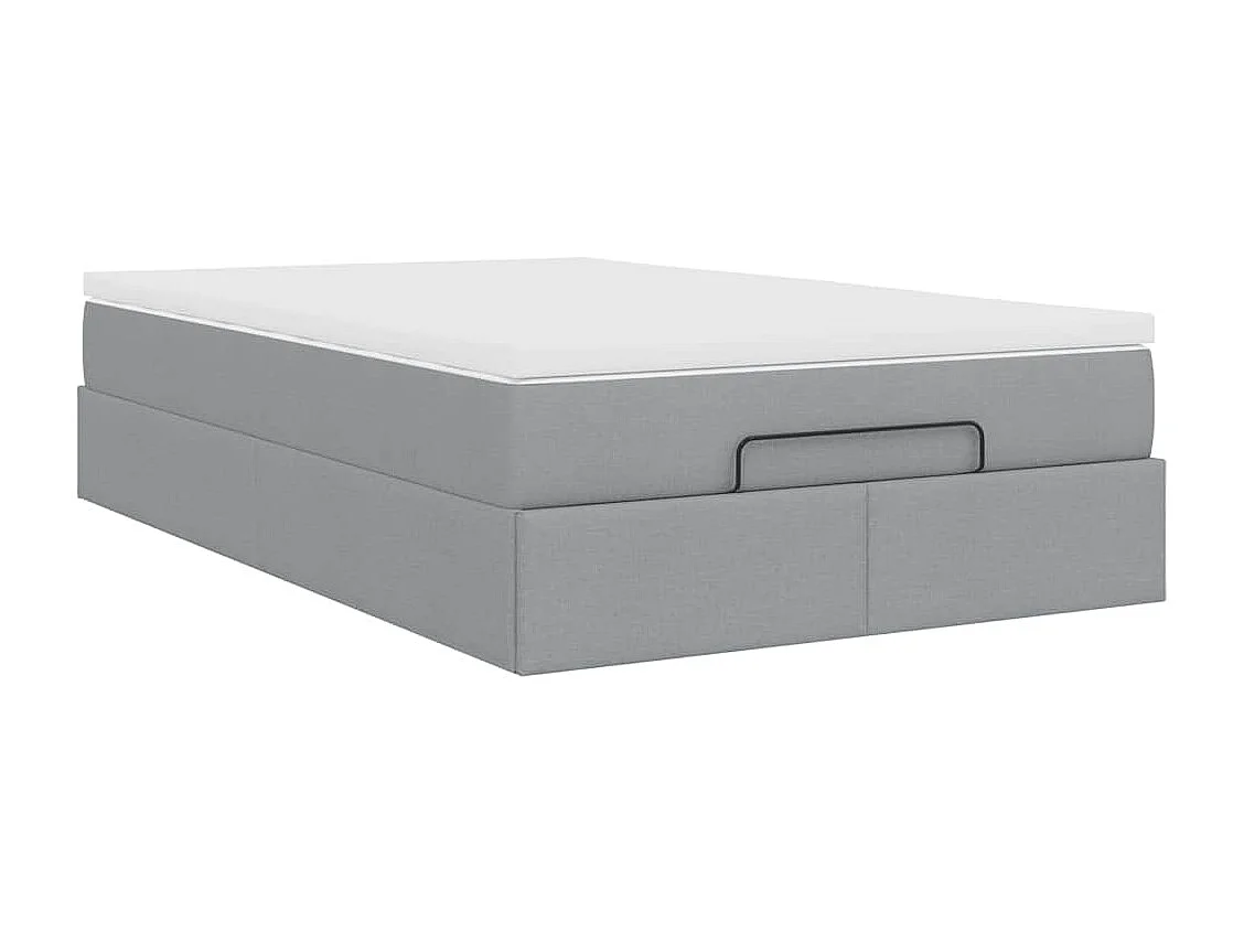 Cadre de lit ottoman avec matelas gris clair 120x190 cm tissu