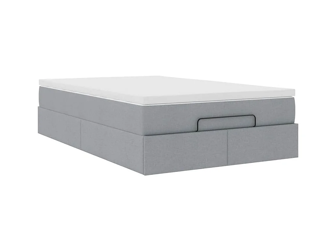 Cadre de lit ottoman avec matelas gris clair 120x190 cm tissu