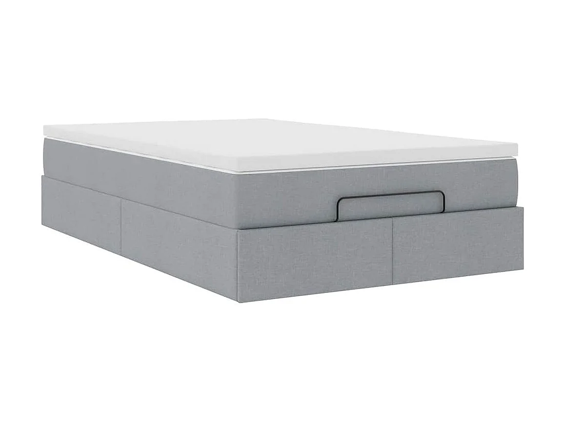 Cadre de lit ottoman avec matelas gris clair 120x190 cm tissu