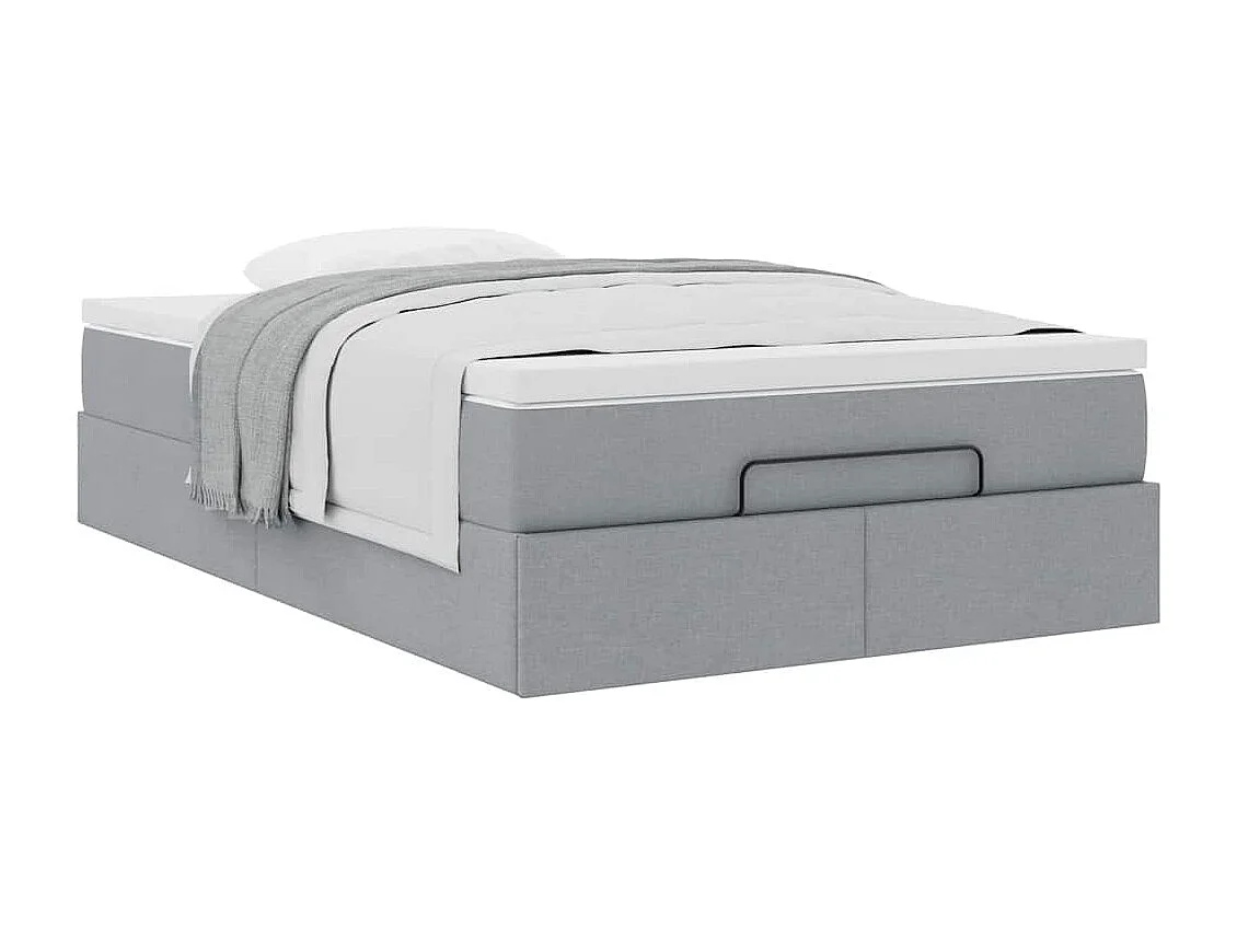 Cadre de lit ottoman avec matelas gris clair 120x190 cm tissu