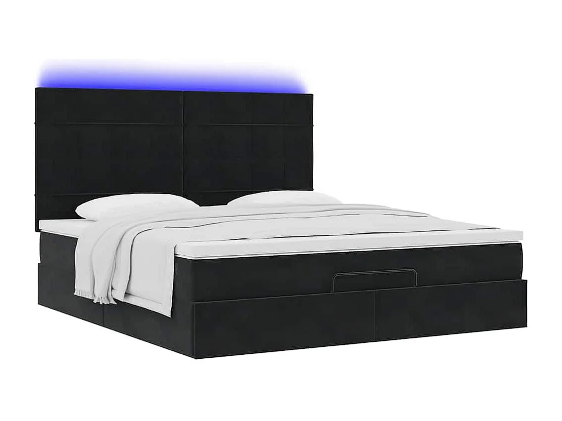 Cadre de lit ottoman avec matelas noir 160x200 cm velours