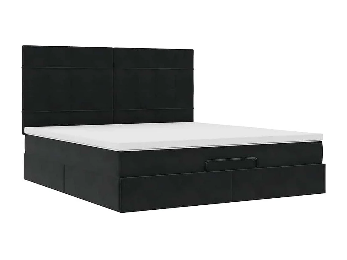 Cadre de lit ottoman avec matelas noir 160x200 cm velours