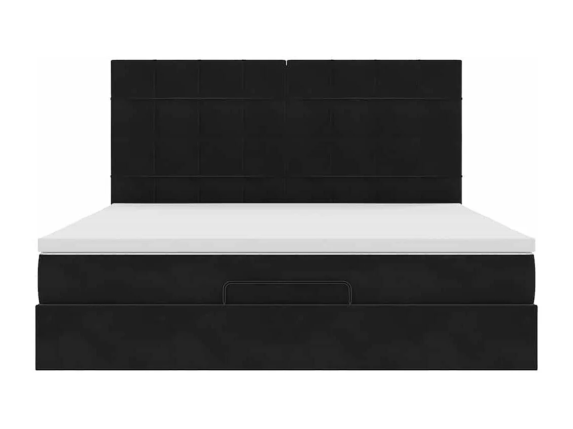Cadre de lit ottoman avec matelas noir 160x200 cm velours