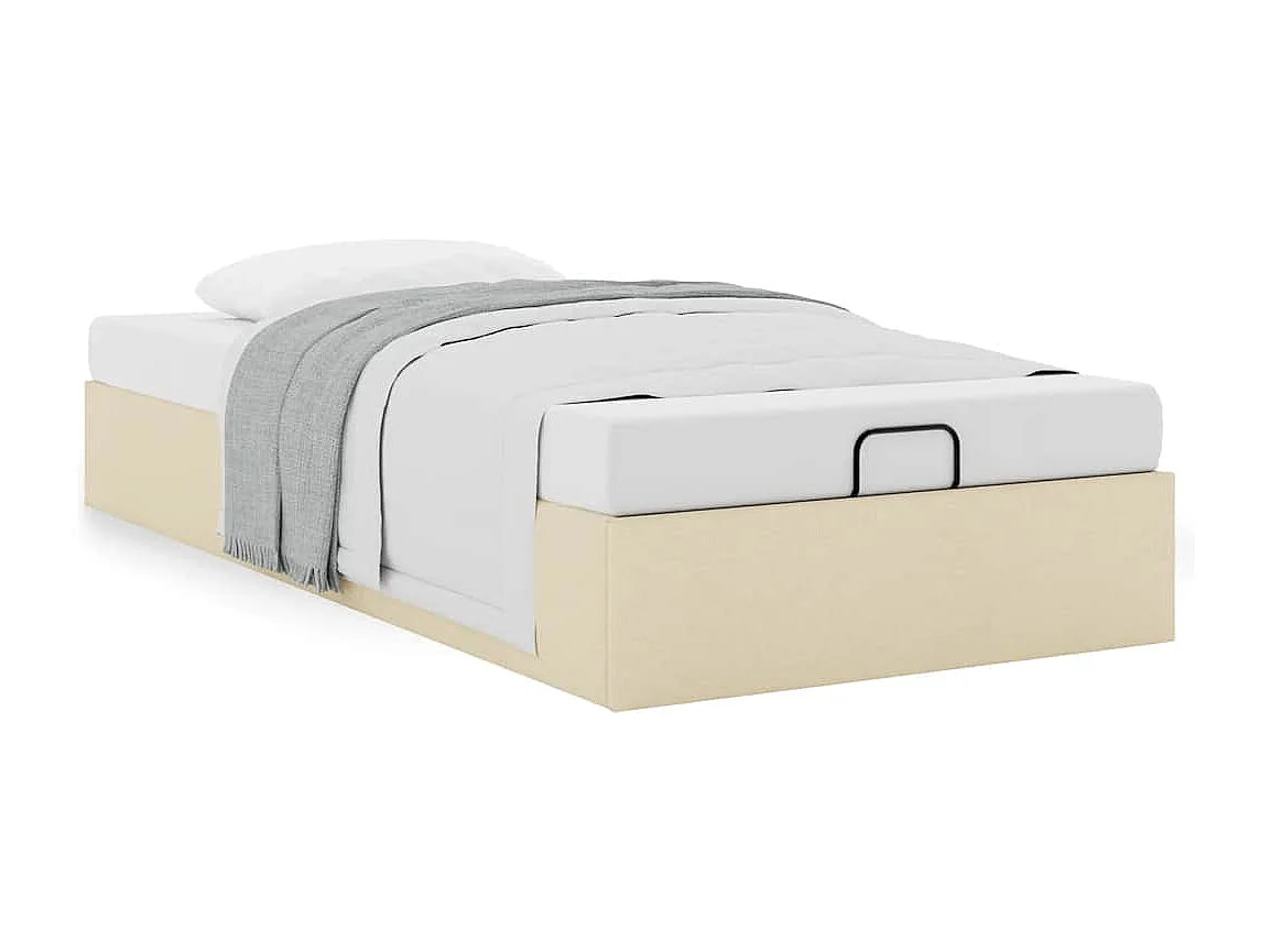 Cadre de lit ottoman sans matelas crème 90x190 cm tissu