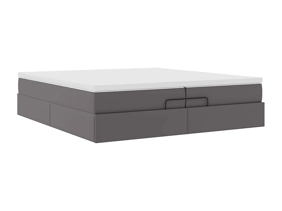 Cadre de lit ottoman avec matelas gris 200x200 cm similicuir