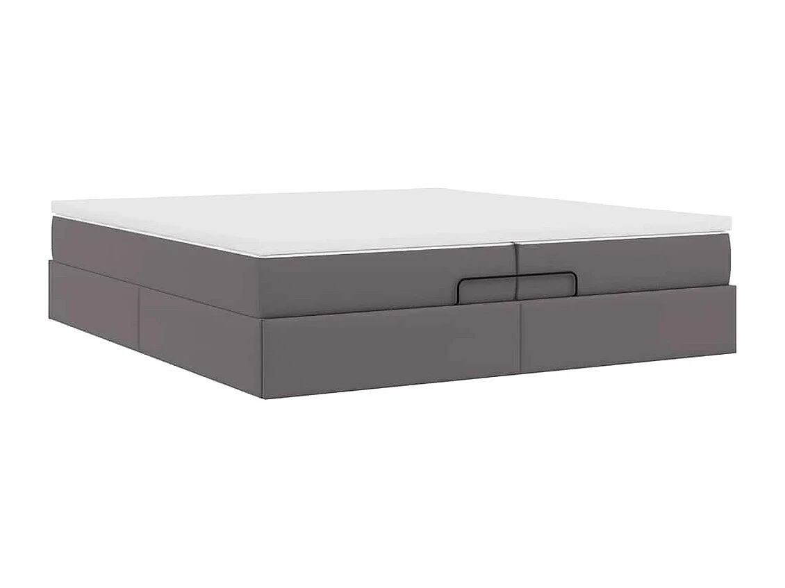 Cadre de lit ottoman avec matelas gris 200x200 cm similicuir