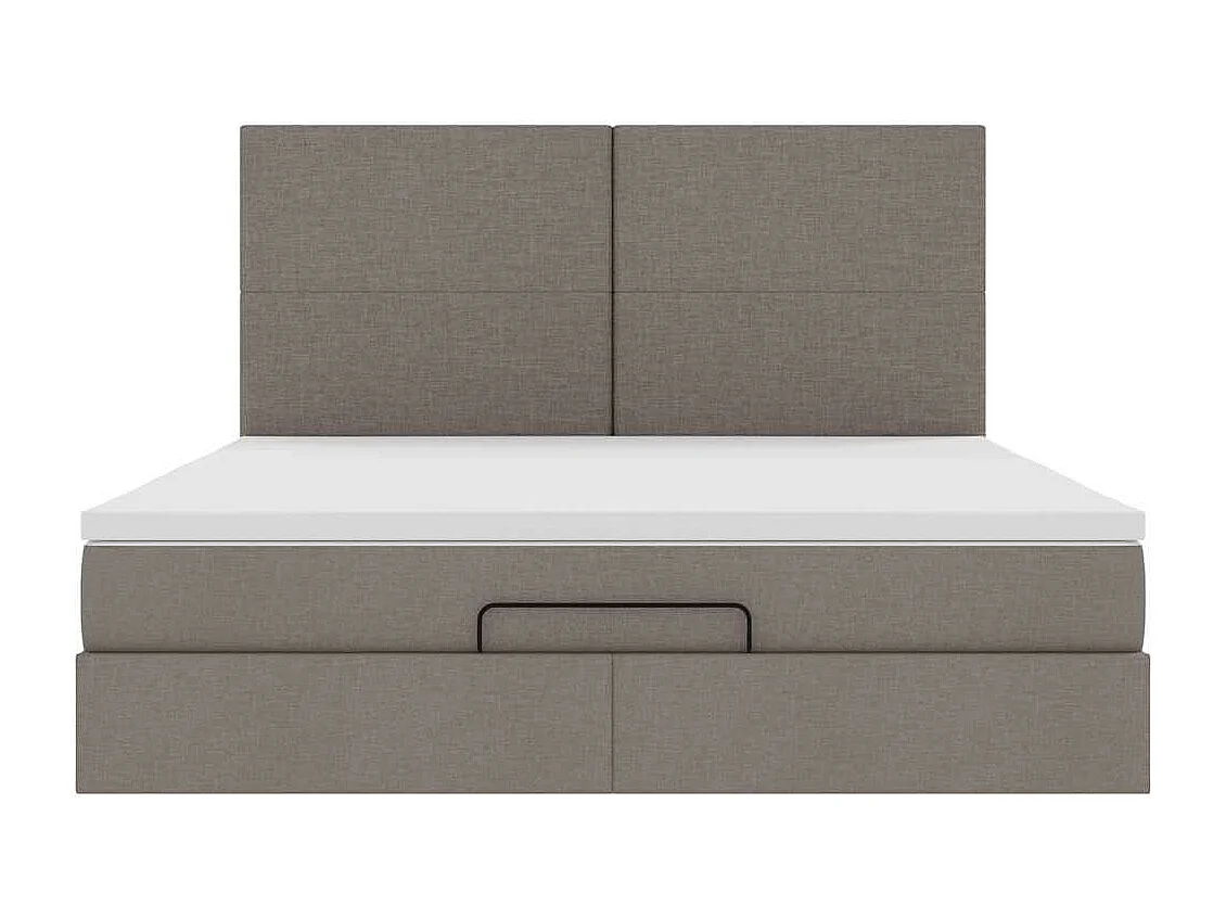 Cadre de lit ottoman avec matelas taupe 160x200 cm tissu