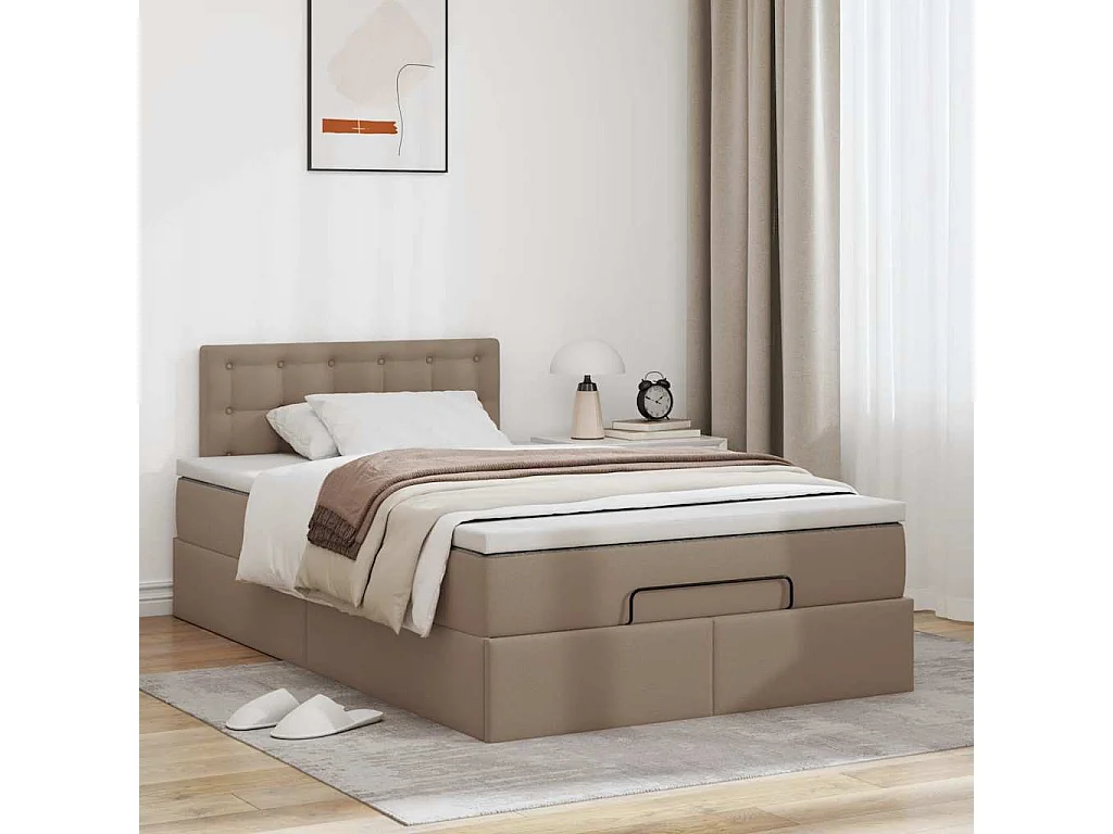 Estrutura de cama otomana com colchão cappucino 120x200 cm