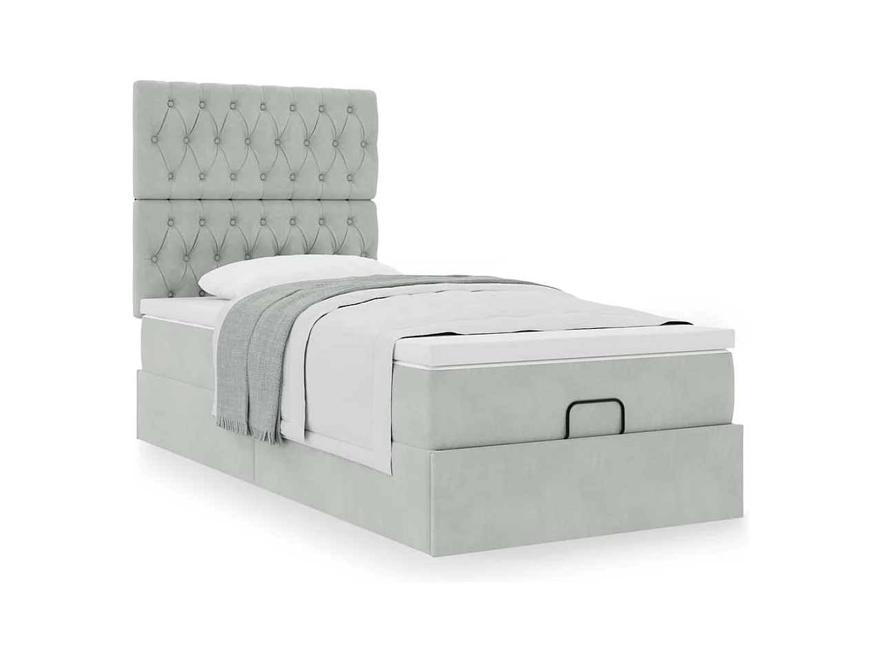 Estrutura cama otomana colchões 90x190 cm veludo cinzento claro