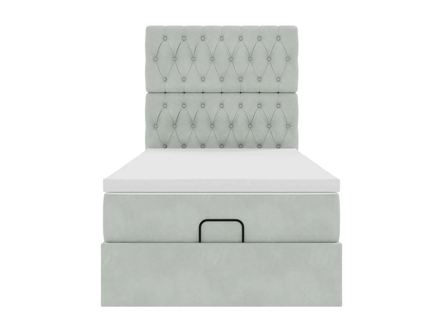 Estrutura cama otomana colchões 90x190 cm veludo cinzento claro