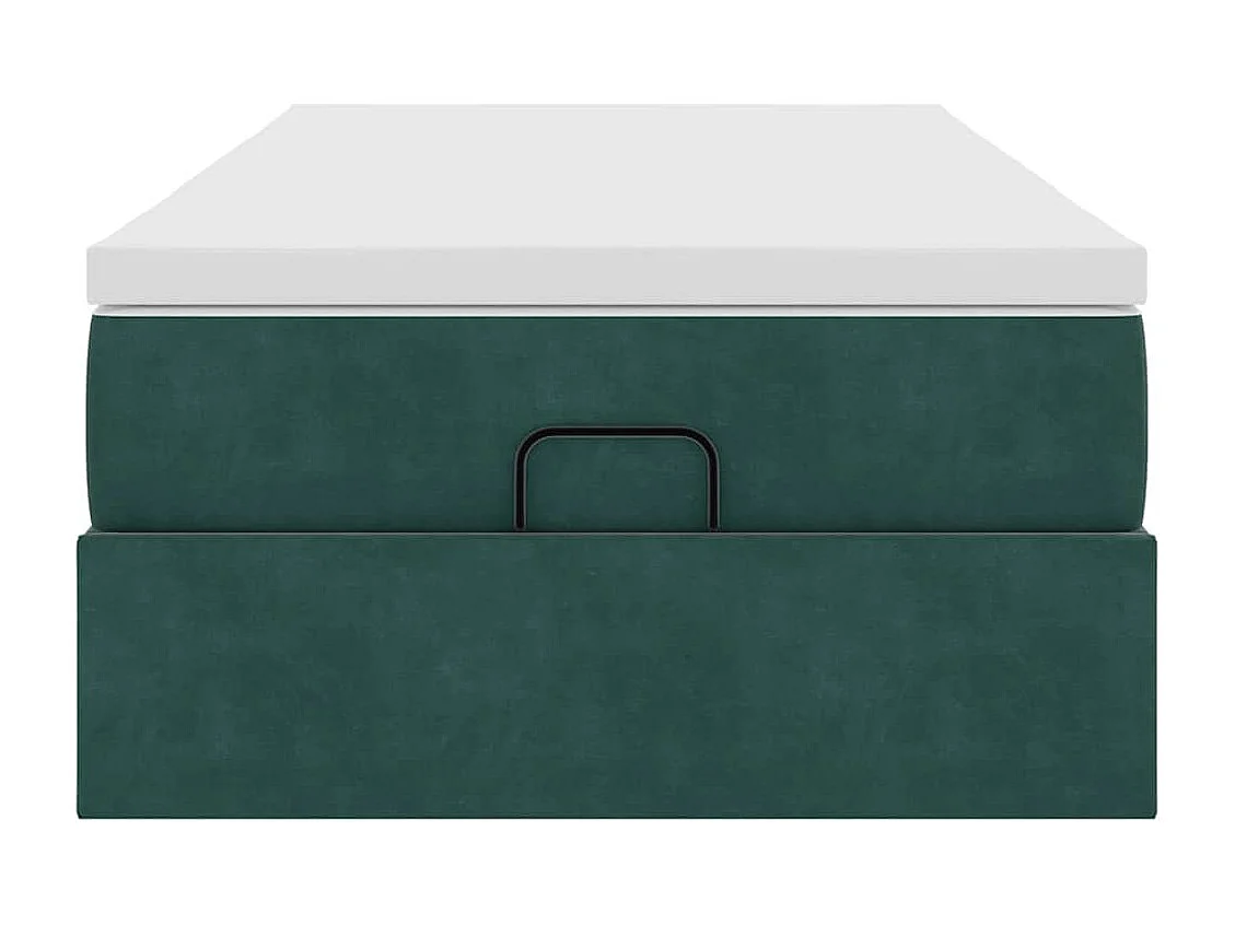 Cadre de lit ottoman avec matelas vert foncé 90x200 cm velours
