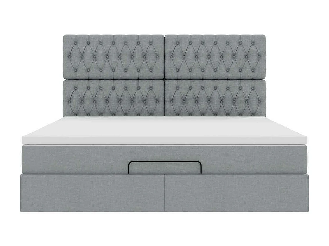 Estructura de cama otomana colchón tela gris claro 180x200cm