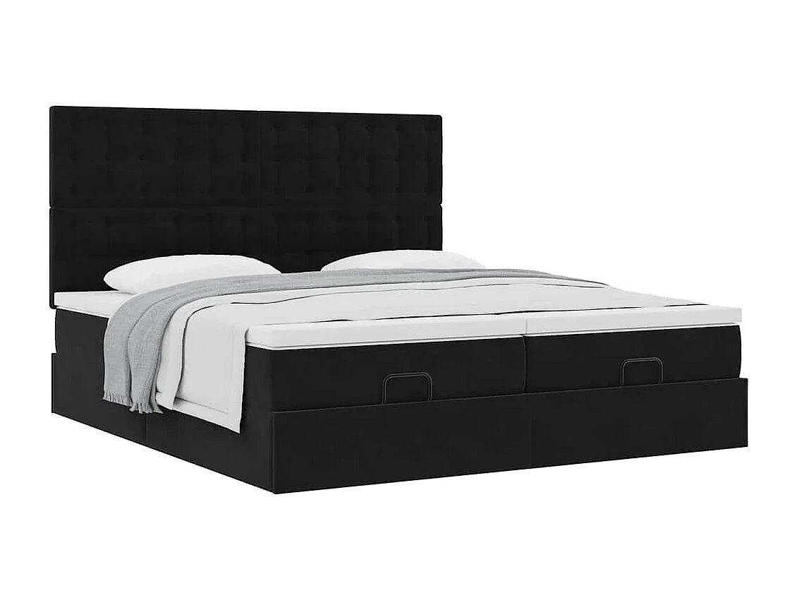 Cadre de lit ottoman avec matelas noir 160x200 cm velours