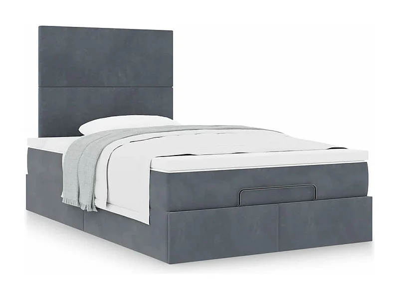 Cadre de lit ottoman avec matelas gris foncé 120x190 cm velours