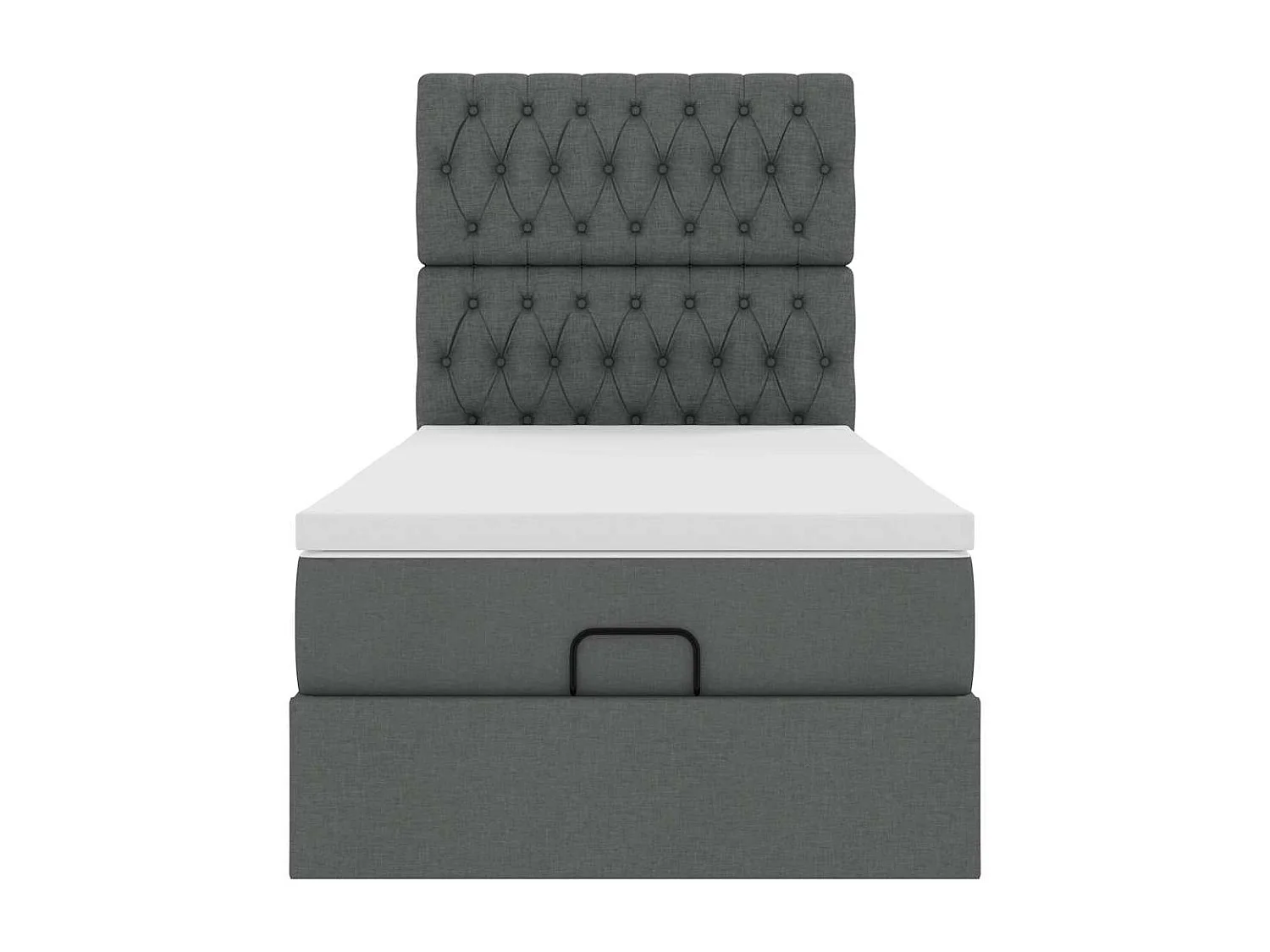 Cadre de lit ottoman avec matelas gris foncé 80x200 cm tissu