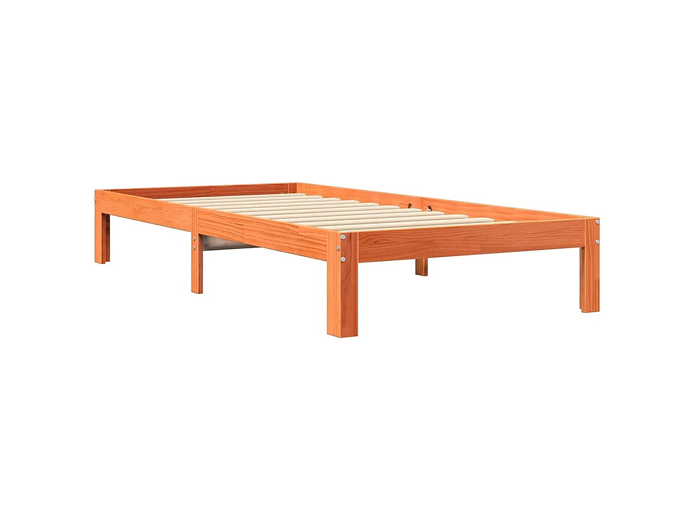 Lit bibliothèque sans matelas cire marron 90x200 cm pin massif