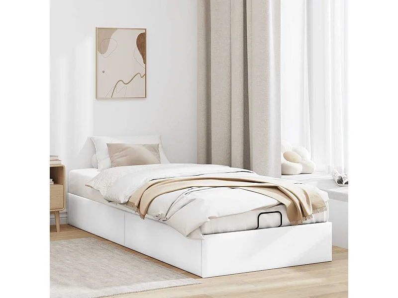 Cadre de lit ottoman sans matelas blanc 90x190 cm similicuir