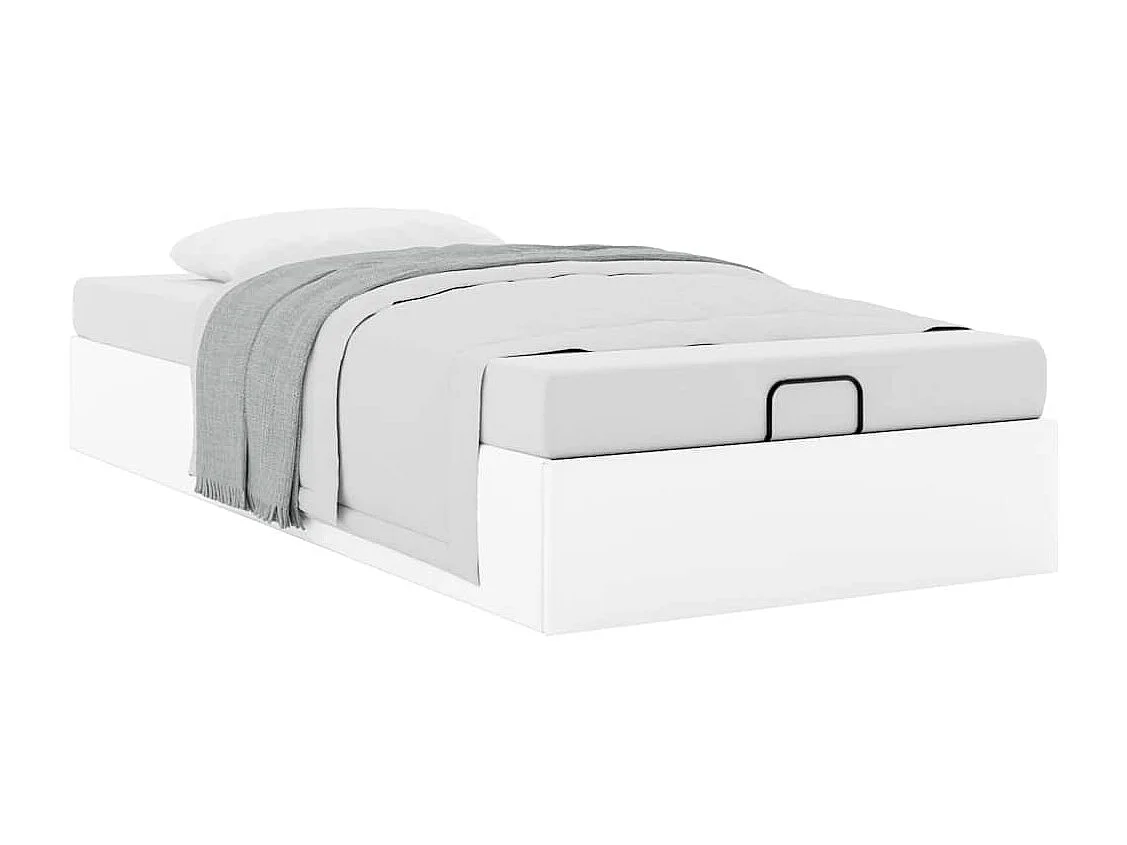 Cadre de lit ottoman sans matelas blanc 90x190 cm similicuir