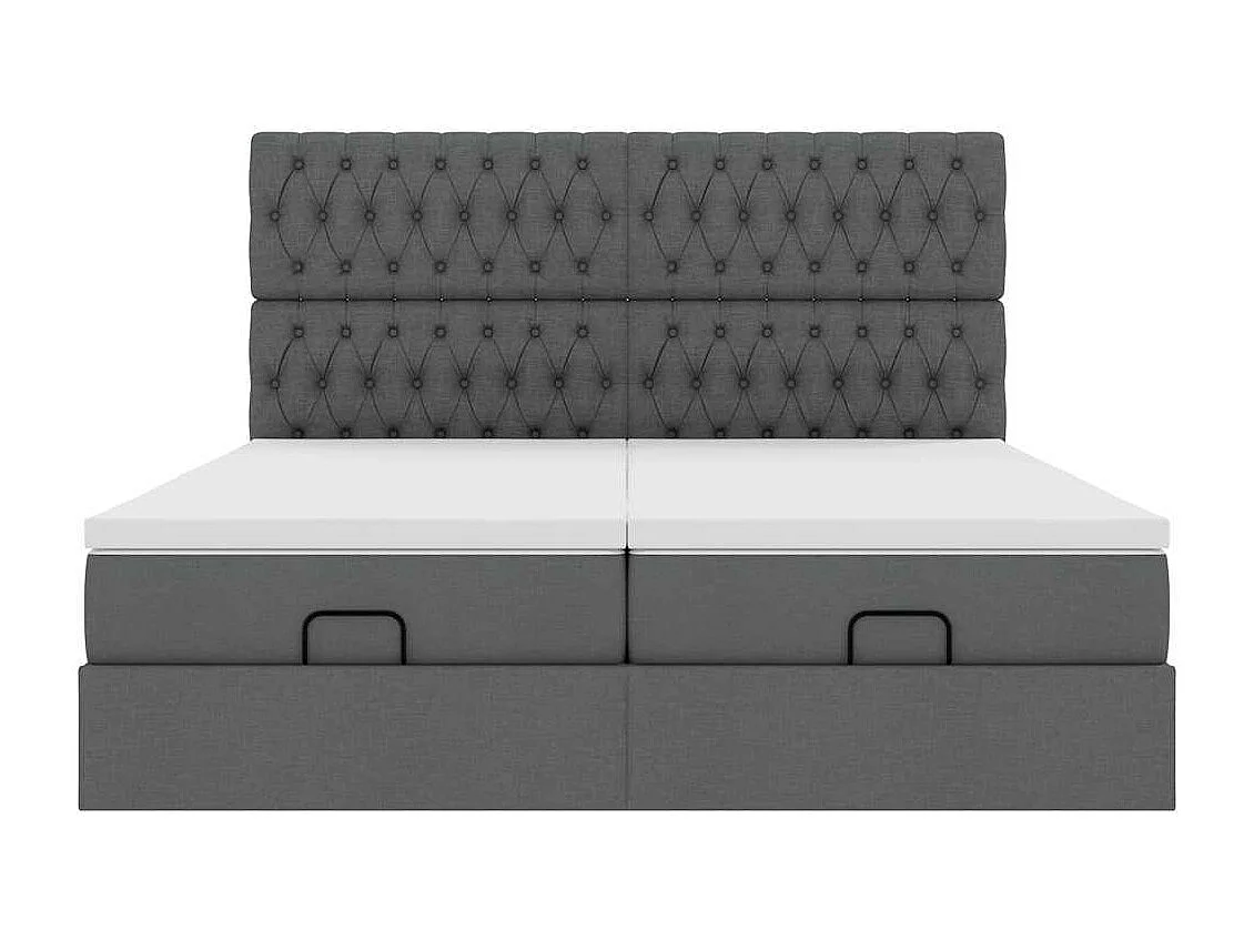 Cadre de lit ottoman avec matelas gris foncé 160x200cm tissu