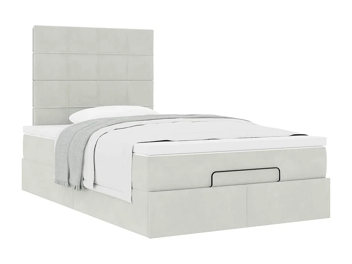 Cadre de lit ottoman avec matelas gris clair 120x190 cm velours