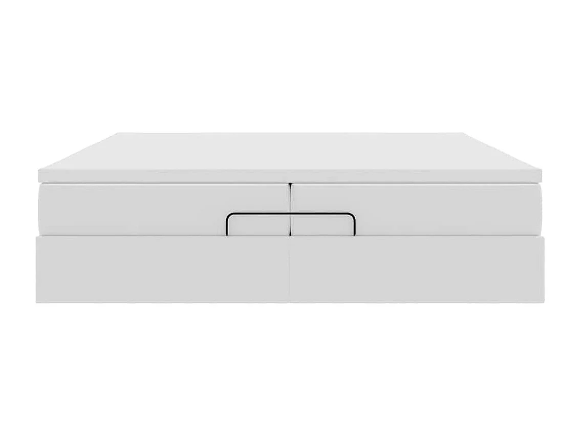 Estrutura de cama otomana com colchão branco couro falso