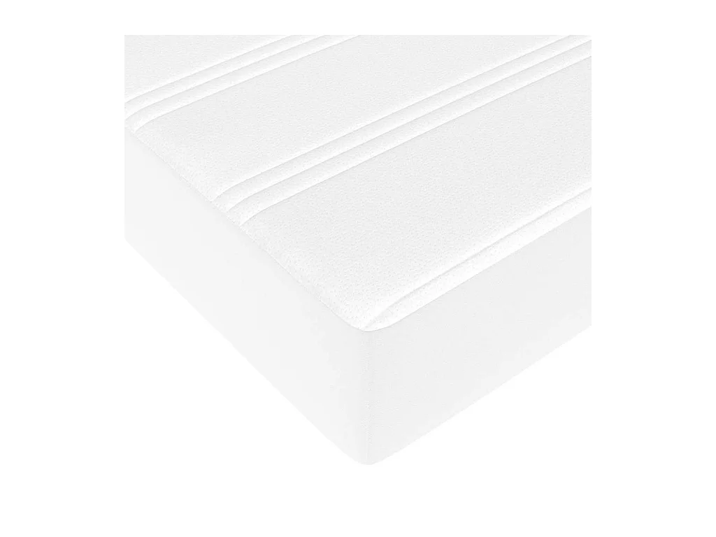 Estrutura de cama otomana com colchão branco couro falso