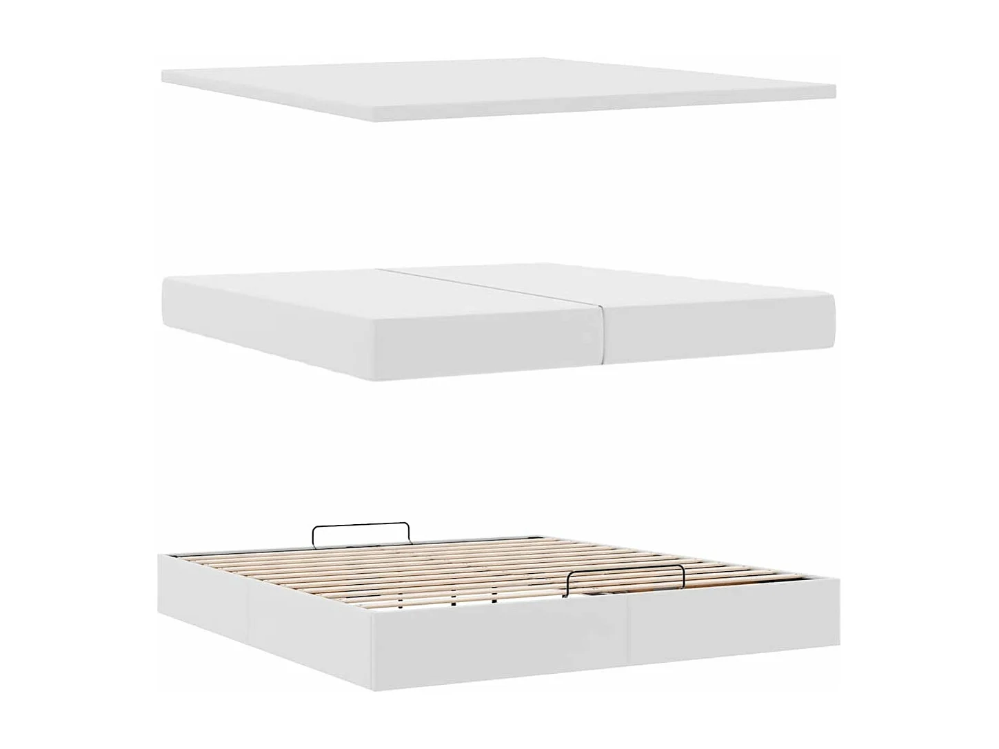 Cadre de lit ottoman avec matelas blanc 200x200 cm similicuir