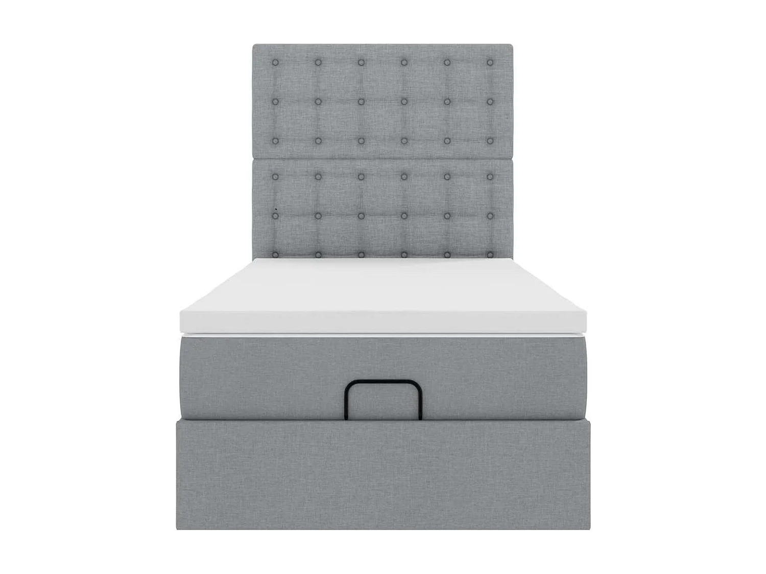 Estructura cama otomana con colchón tela gris claro 100x200cm