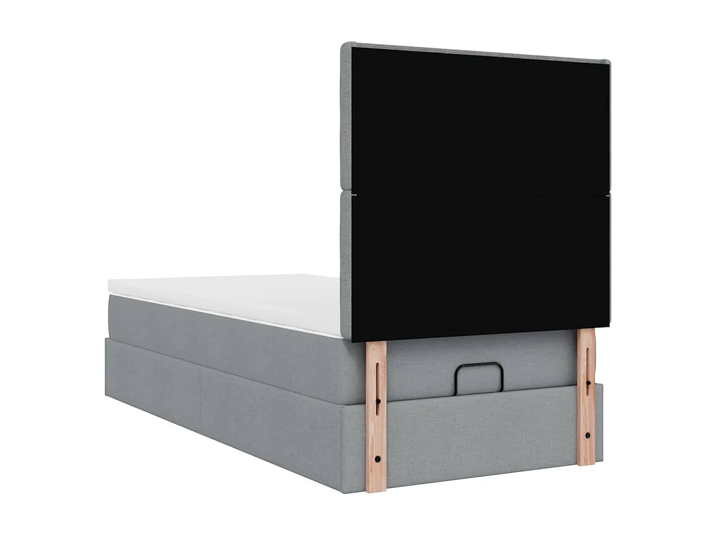 Cadre de lit ottoman et matelas gris clair 100x200 cm tissu