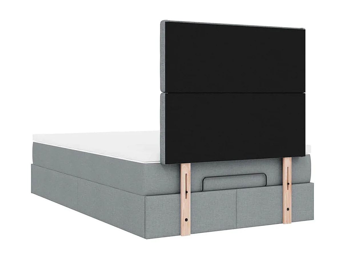 Cadre de lit ottoman et matelas gris clair 120x200 cm tissu