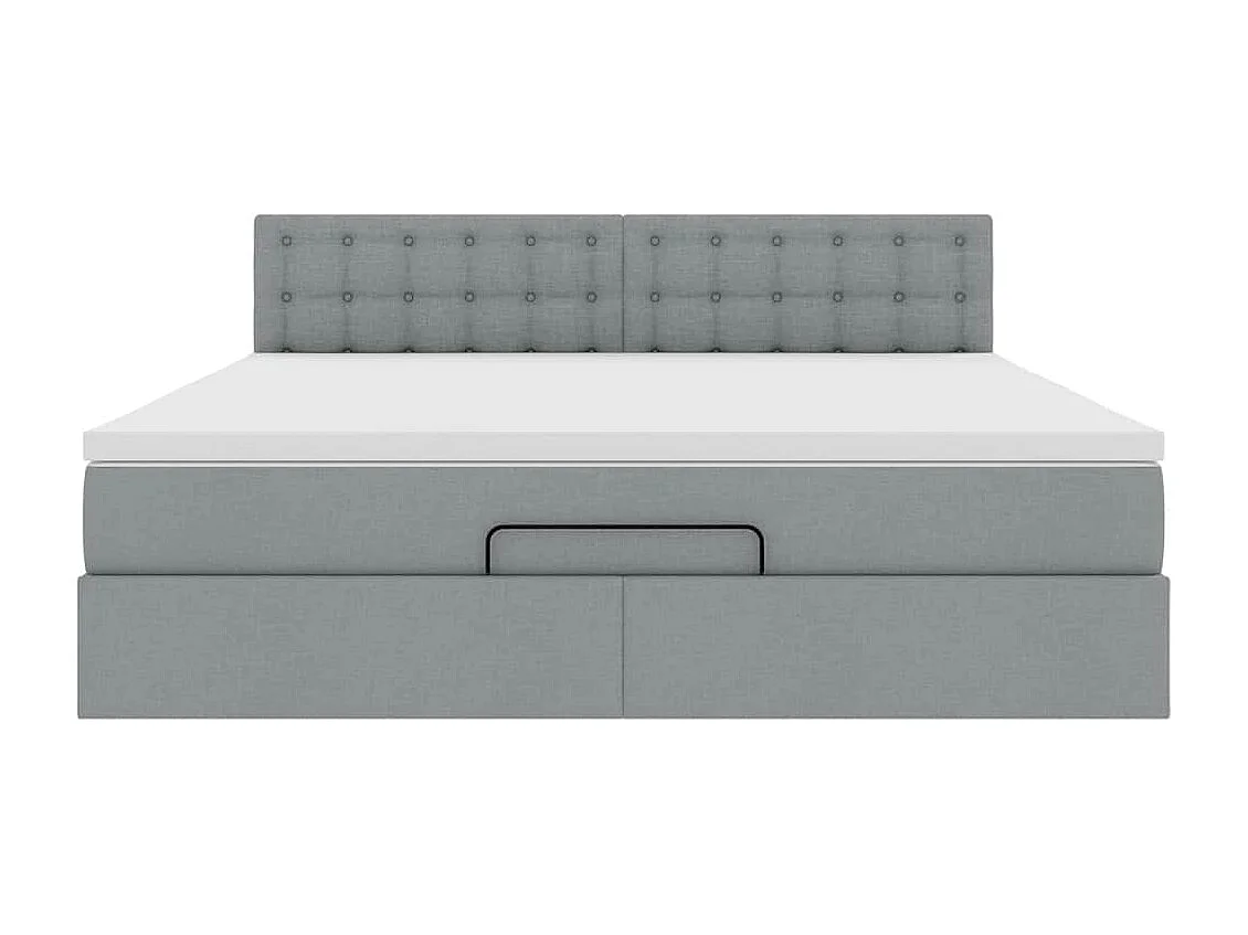 Estructura de cama otomana colchón tela gris claro 160x200cm