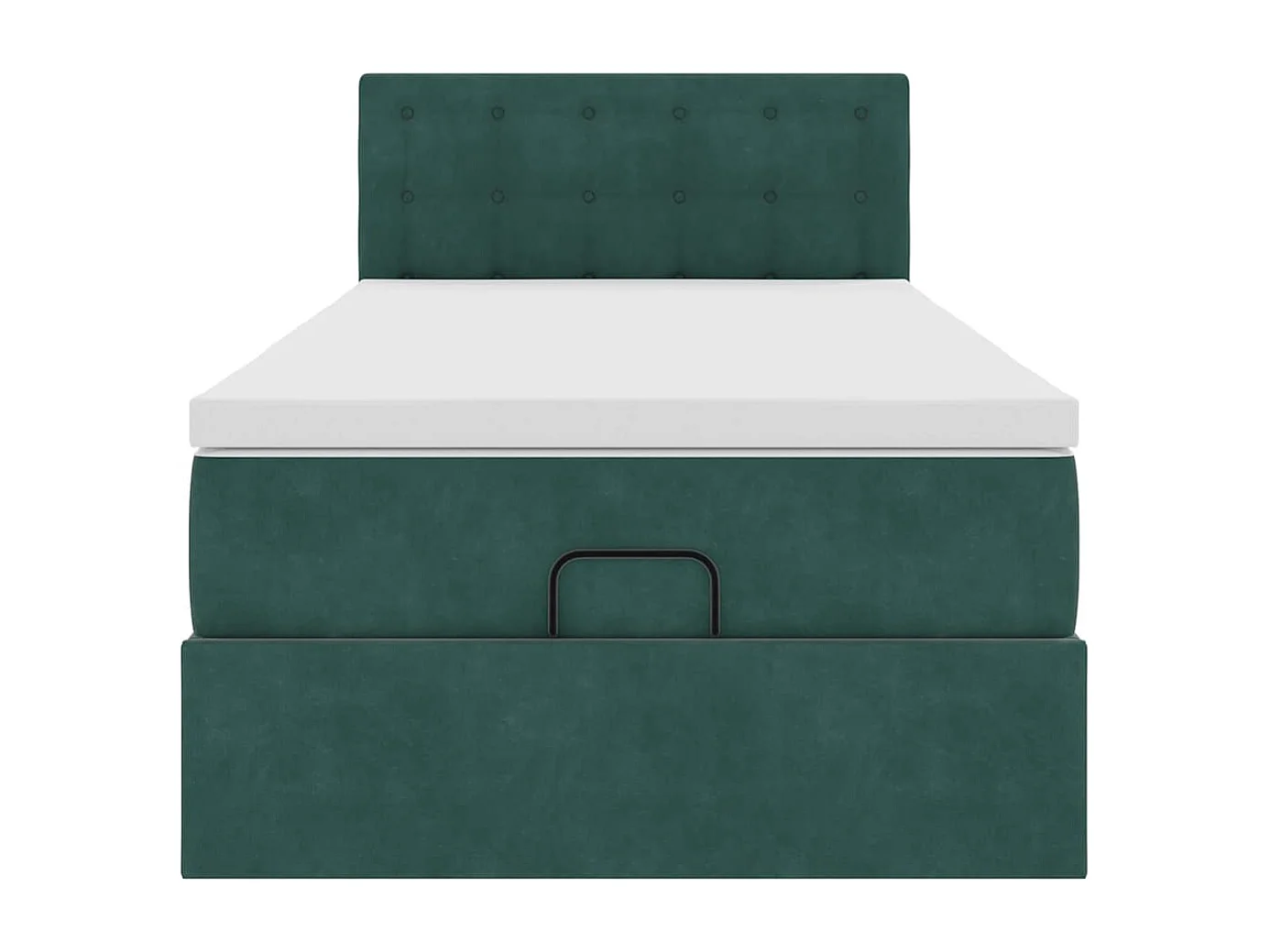 Cadre de lit ottoman avec matelas vert foncé 90x190 cm velours