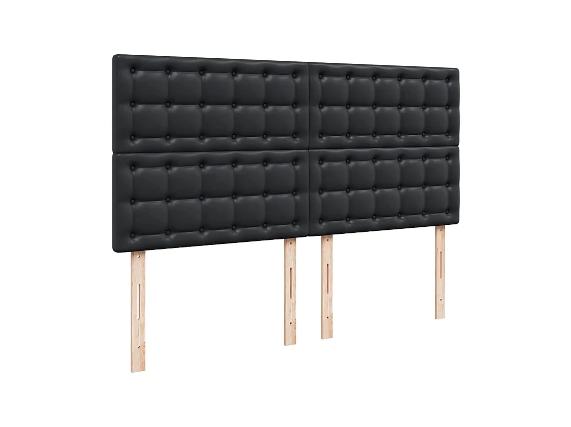 Estrutura de cama otomana com colchões pele artificial preta