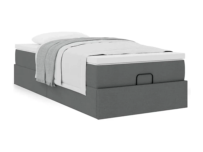 Cadre de lit ottoman avec matelas gris foncé 90x200 cm tissu