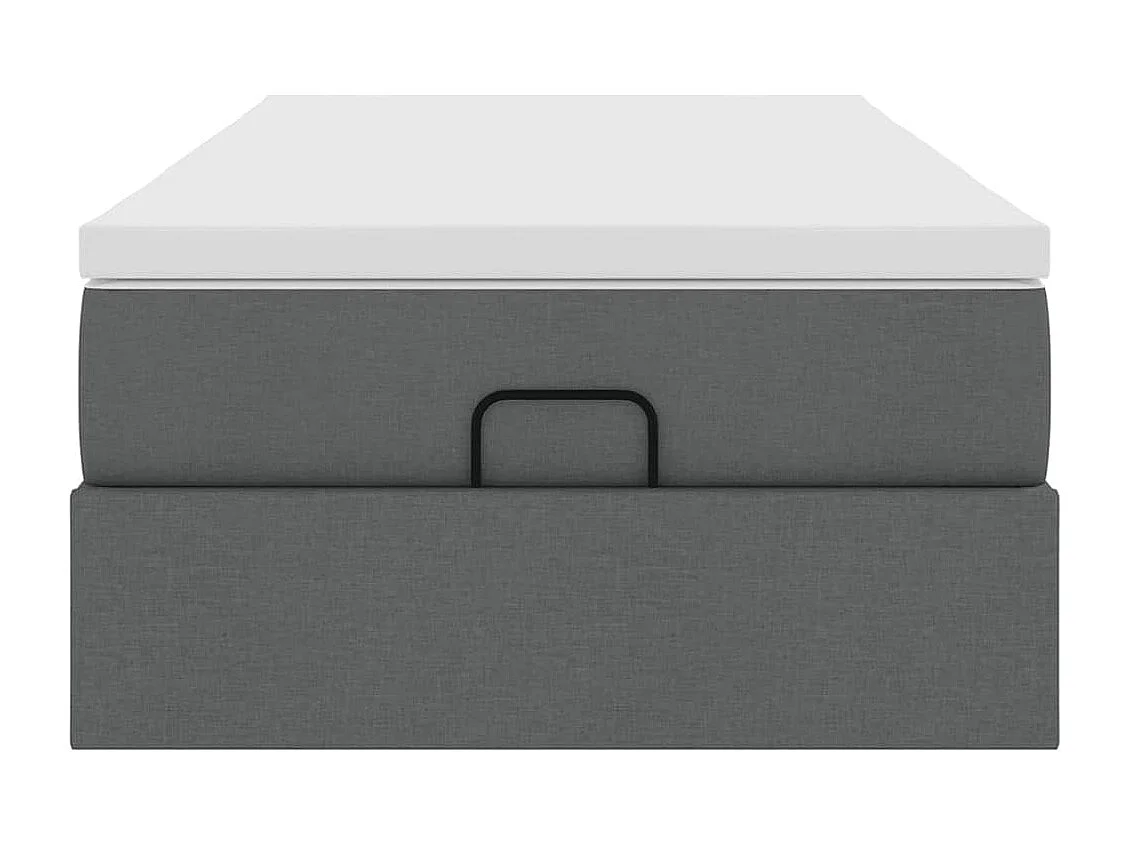 Cadre de lit ottoman avec matelas gris foncé 90x200 cm tissu
