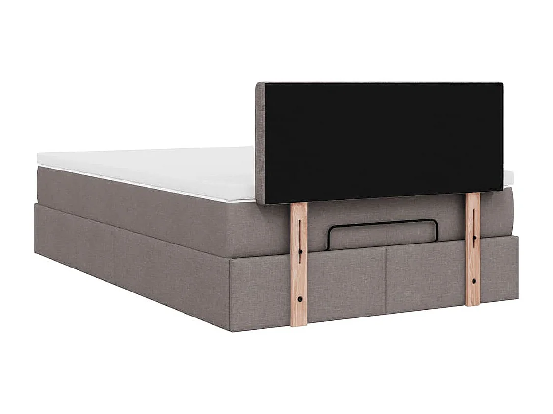 Cadre de lit ottoman avec matelas taupe 120x200 cm tissu