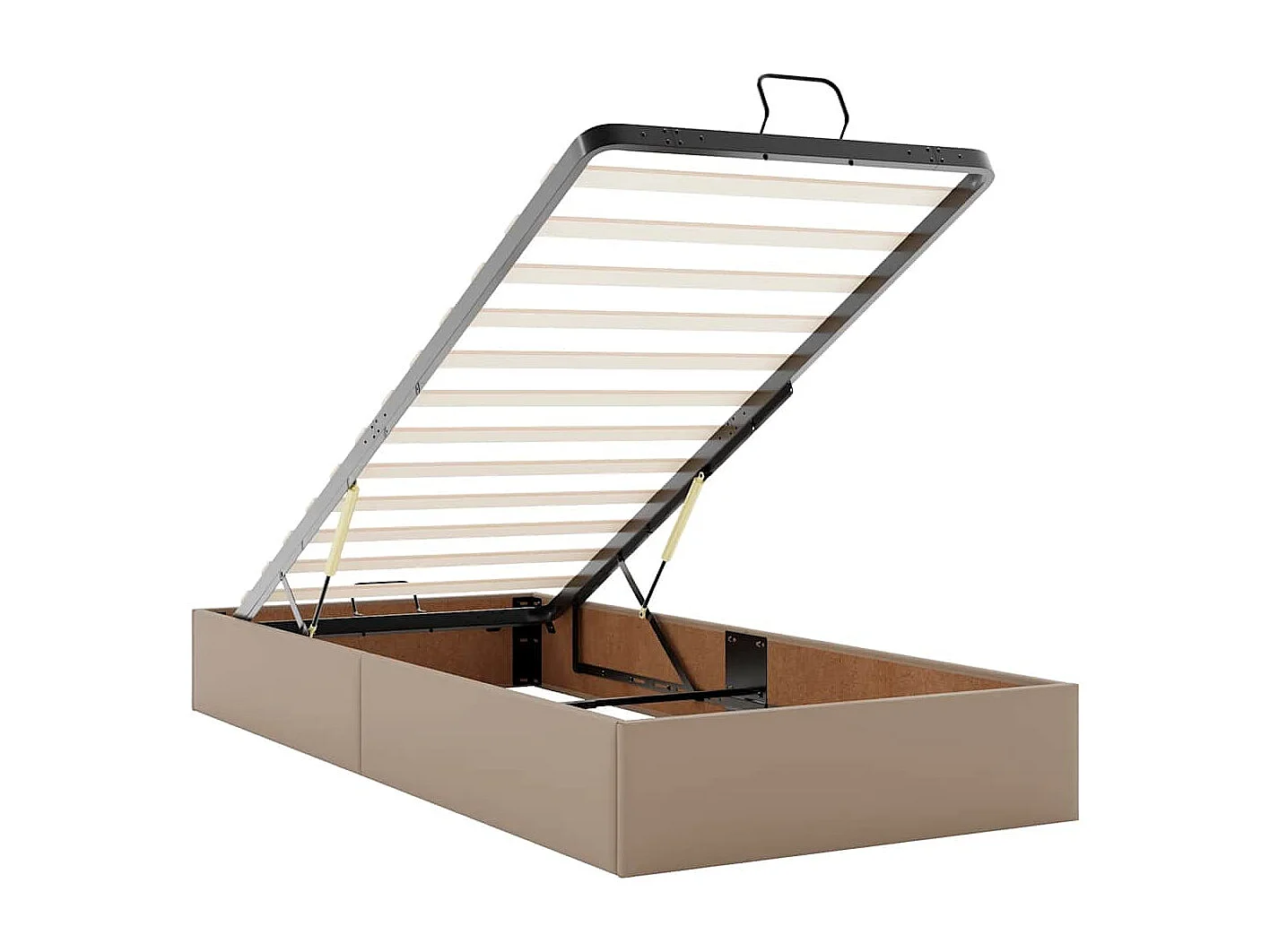 Estructura cama otomana sin colchón cappucino cuero sintético