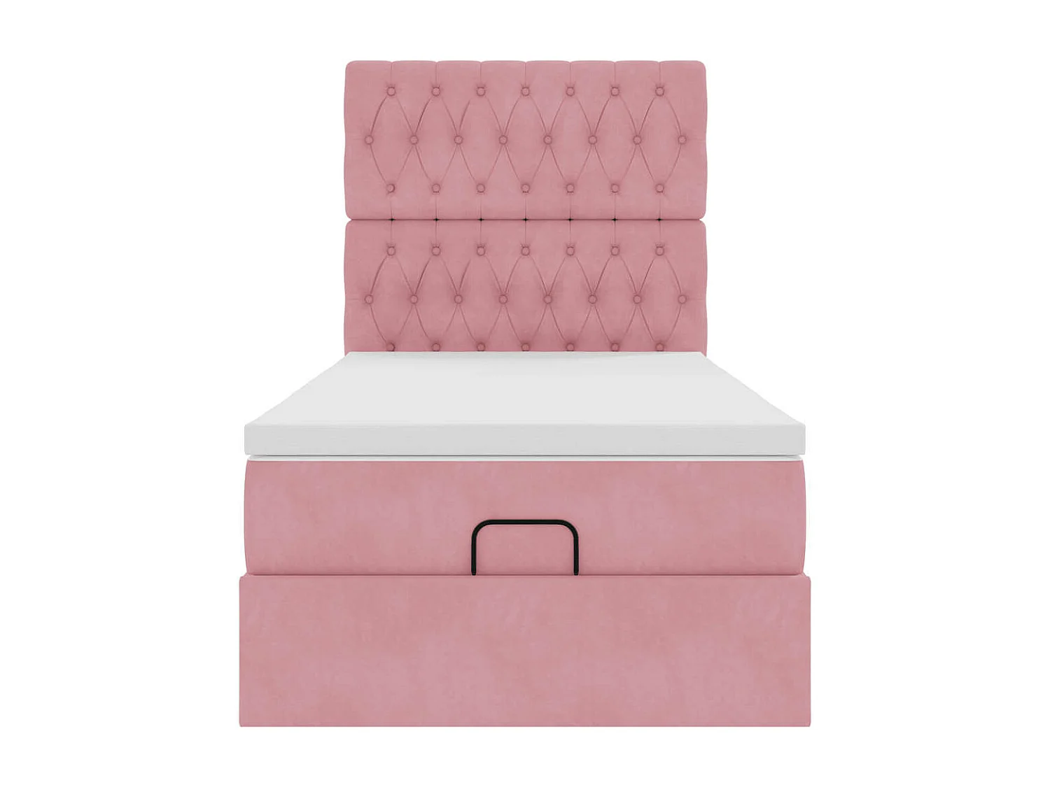 Cadre de lit ottoman avec matelas rose 100x200 cm velours