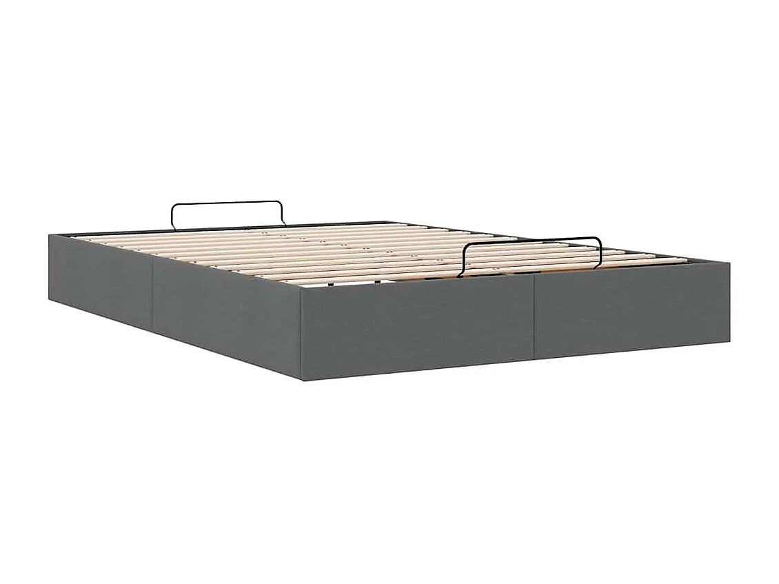 Cadre de lit ottoman sans matelas gris foncé 140x190 cm tissu