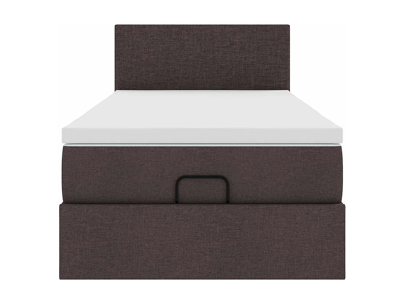 Cadre de lit ottoman avec matelas marron foncé 90x200 cm tissu