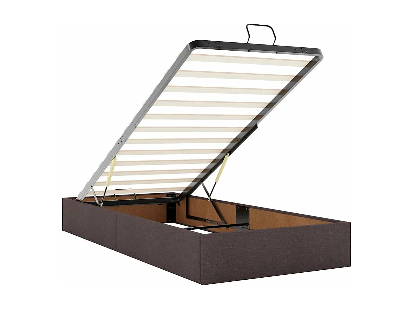 Cadre de lit ottoman avec matelas marron foncé 90x200 cm tissu