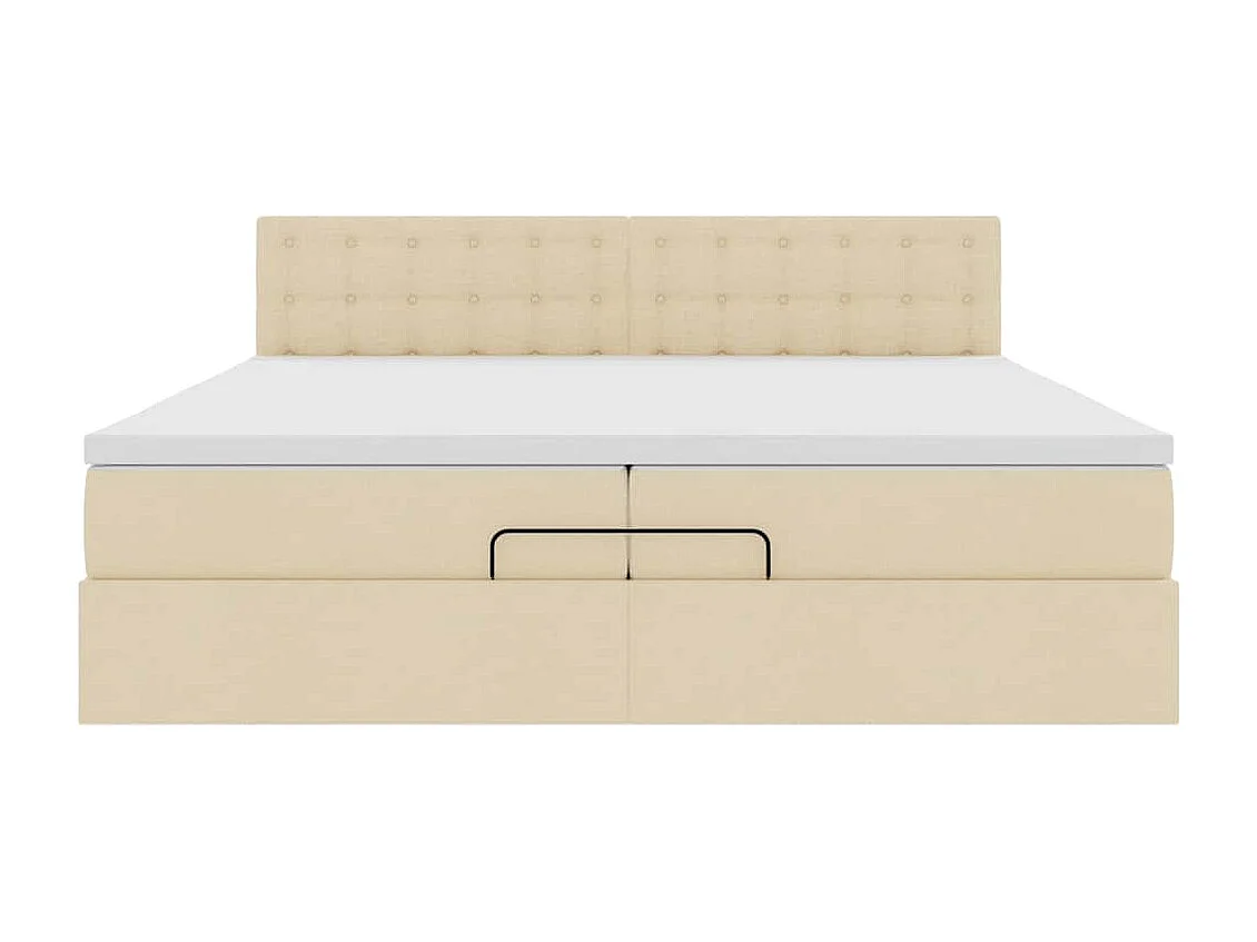 Cadre de lit ottoman avec matelas crème 200x200cm tissu