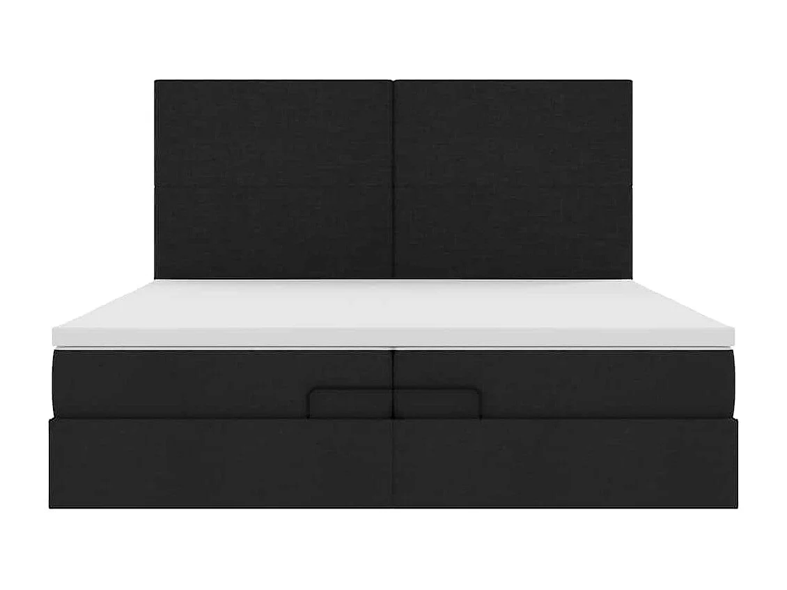 Cadre de lit ottoman avec matelas noir 200x200cm tissu