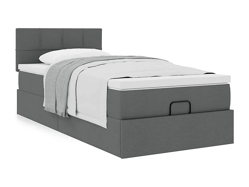 Cadre de lit ottoman avec matelas gris foncé 80x200 cm tissu