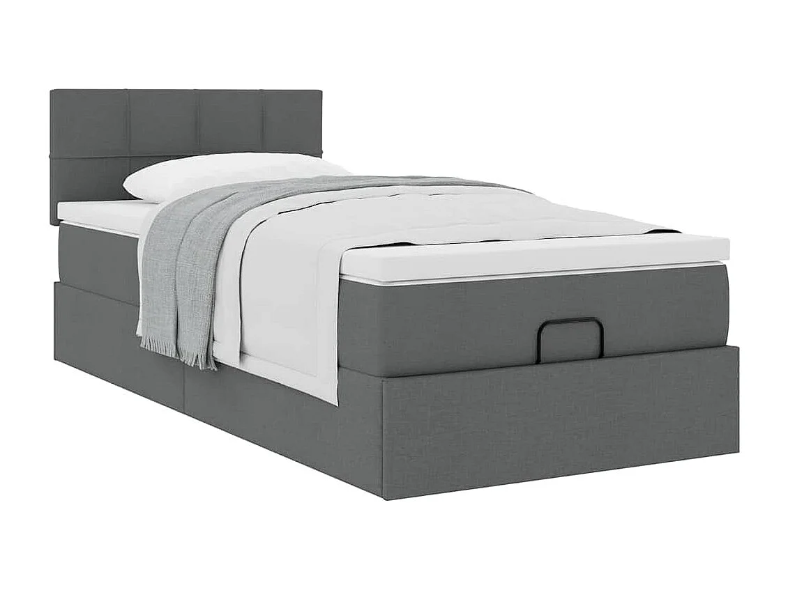 Cadre de lit ottoman avec matelas gris foncé 80x200 cm tissu