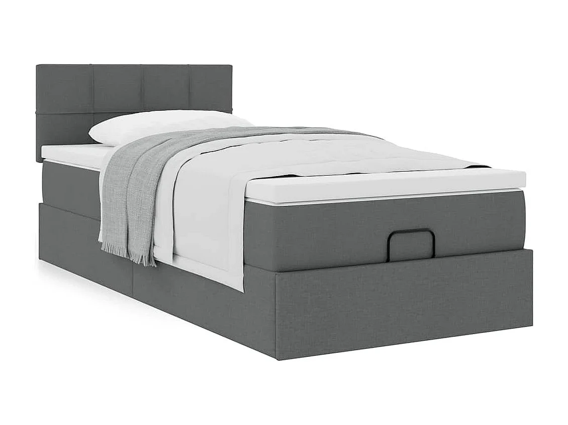 Cadre de lit ottoman avec matelas gris foncé 80x200 cm tissu