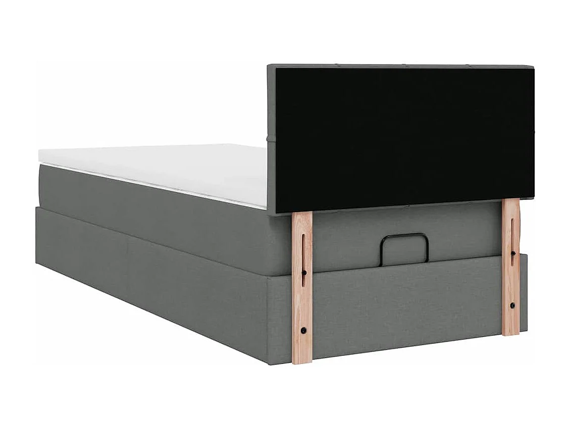 Cadre de lit ottoman avec matelas gris foncé 80x200 cm tissu