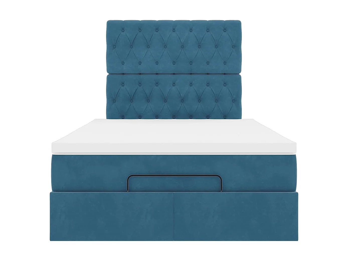 Cadre de lit ottoman avec matelas bleu foncé 120x200 cm velours