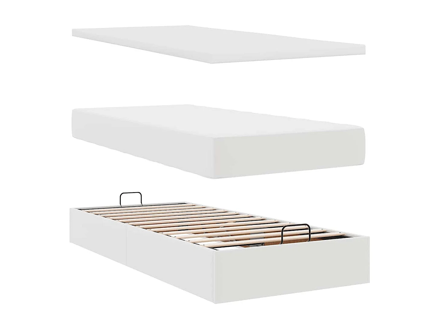 moldura de cama síriaXL otomana com colchão branco couro falso